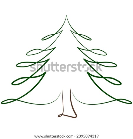 Christmas tree silhouette free lines vector