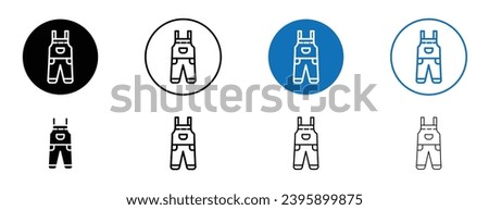 Overall workwear line icon set. Woman protective overall icon in black and blue color. Royalty-Free Stock Photo #2395899875