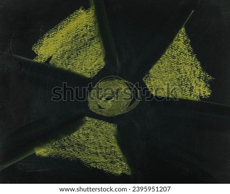 Icon symbol contamination, radiation, hand draw chalk on chalkboard, blackboard texture