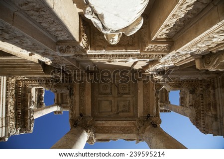 The Library of Celsus, built in A.D. 135, in the ancient city of Ephesus