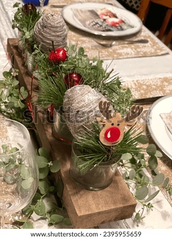 Table decorations for Christmas dinner. ( Selective Focus)