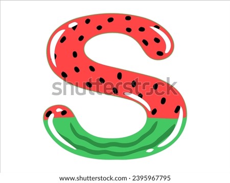 Watermelon Alphabet Letter s Illustration