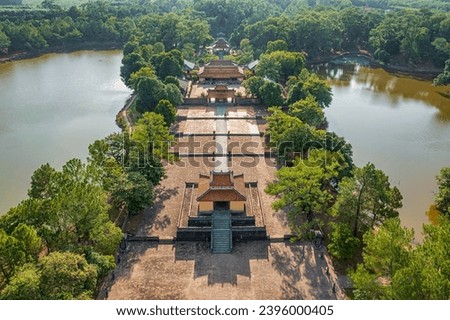 Minh Mang tomb near the Imperial City with the Purple Forbidden City within the Citadel in Hue, Vietnam. Imperial Royal Palace of Nguyen dynasty in Hue. Hue is a popular Royalty-Free Stock Photo #2396000405