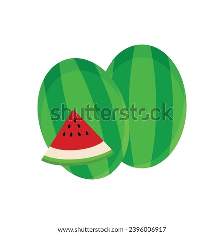 Vector watermelon vector. watermelon with red flesh is halved isolate. Royalty-Free Stock Photo #2396006917