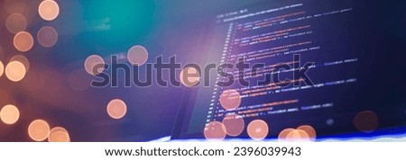 Computer script. Programming code abstract screen of software developer.
