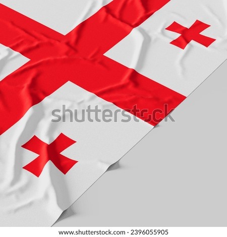 Flag of Georgia. Fabric textured Georgia flag isolated on white background.