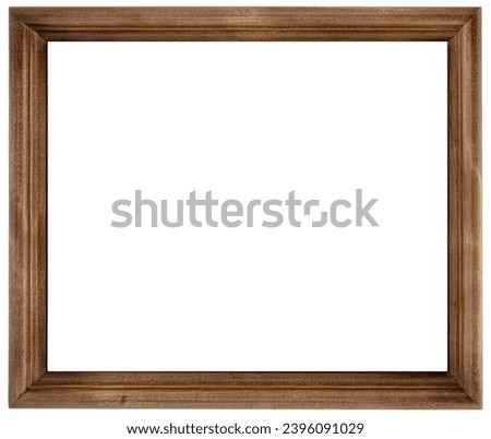 Antique Simple Brown Classic Old Vintage Wooden Rectangle mockup canvas frame isolated on white background. Blank and diverse subject molding baguette. Design element. use for paint, mirror or photo