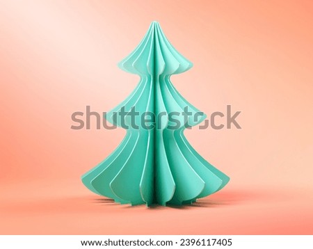 Pink abstract christmas tree on blue background 3 d rendering