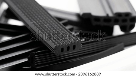 Close-up shot of various rubber profile products Royalty-Free Stock Photo #2396162889