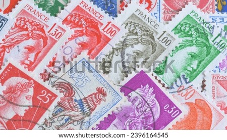 France - circa 1900-1999 : Cancelled postage stamp printed by France, that show French motives, circa 1900-1999. Royalty-Free Stock Photo #2396164545