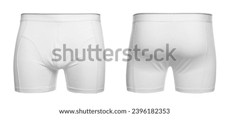 Comfortable men?s underwear isolated on white, back and front views Royalty-Free Stock Photo #2396182353
