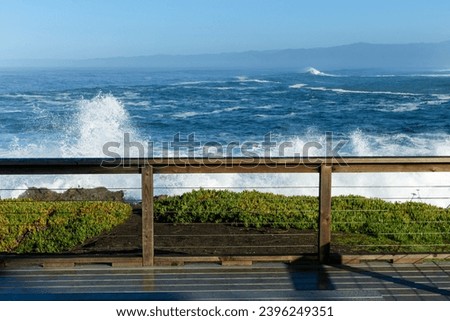 Powerful ocean waves seen from the boardwalk at Mackerricher State Park during a high tide storm