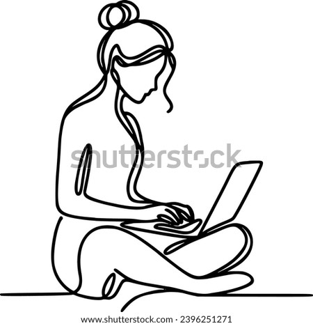 woman laptop working vector freelance