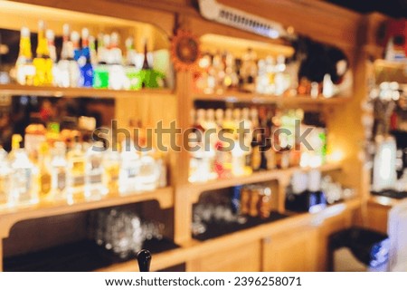 Blurred background with restaurant blur interior alcohol alcohol bottles
