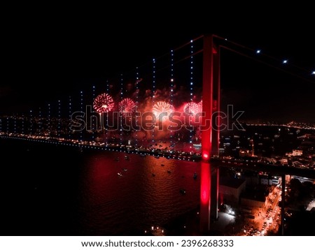 Celebrating the 100th anniversary of Turkey's liberation with Fireworks on the Bosphorus