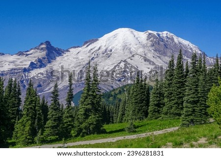 Majestic View of Mount Rainier, Mount Rainier National Park, Washington State Royalty-Free Stock Photo #2396281831