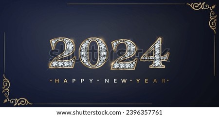 HAPPY NEW YEAR 2024 WISHES AND CELEBRATION BANNER IN EDITABLE VECTOR ILLUSTRATION FILE