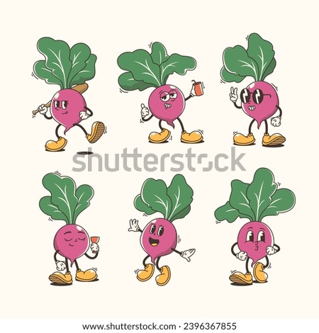 Set of Traditional Beetroot Cartoon Illustration with Varied Poses and Expressions