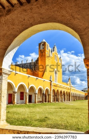 San Antonio de Padua convent architecture, Izamal, Yucatan, Mexico. Royalty-Free Stock Photo #2396397783