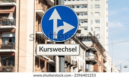 A picture with signposts in the direction of changing course in German