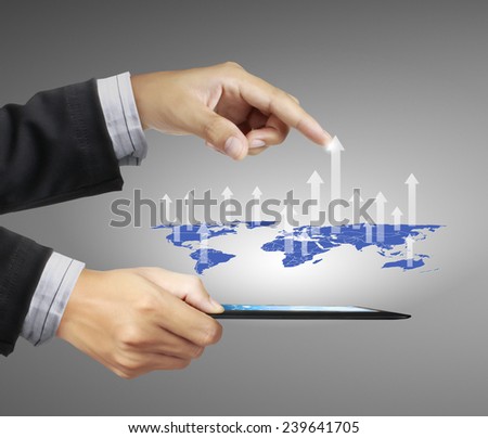 Businessman using tablet social connection,conceptual image of social connection