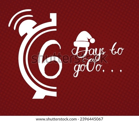 6 days to go - Stopwatch sign. flat design. Countdown left days banner isolated on dark background againts white typography. Sale concept. New year countdown. Christmas countdown. Vector illustration.