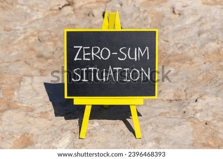 Zero-sum situation symbol. Concept words Zero-sum situation on beautiful black chalk blackboard. Chalkboard. Beautiful stone background. Business psychology zero-sum situation concept. Copy space.