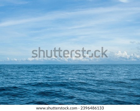 Landscape beautiful summer panorama horizon look view tropical shore open sea beach cloud clean  blue sky background calm nature ocean wave water nobody travel at Koh Muk Trang Thailand sun day time