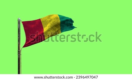 waving flag of Guinea for day of the flag on green screen, isolated - object 3D rendering