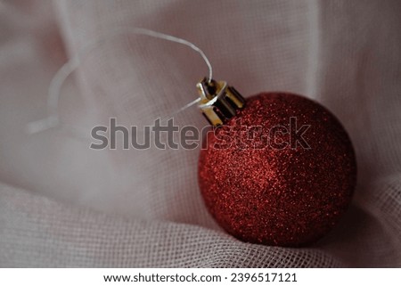 Christmas tree toys in macro photography for New Year and Christmas, interior decoration