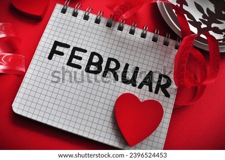 red romantic februar background, februar write in kalendar, happy valentines day background 