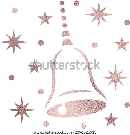Christmas bell rose gold with transparent background