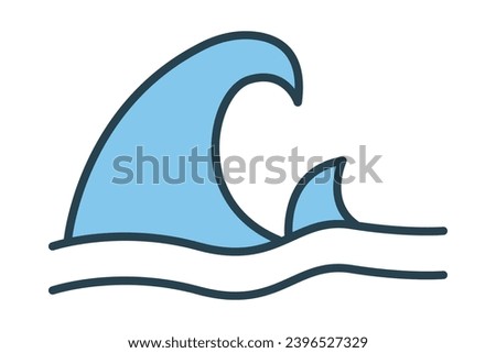 wave icon. icon related to sea. flat line icon style. simple vector design editable