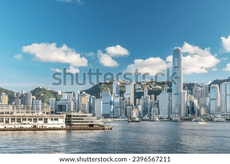 Scenery of Victoria Harbor of Hong Kong city Royalty-Free Stock Photo #2396567211