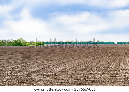 Photography on theme big empty farm field for organic harvest, photo consisting of large empty farm field for harvest on sky background, empty farm field for harvest this natural nature autumn season