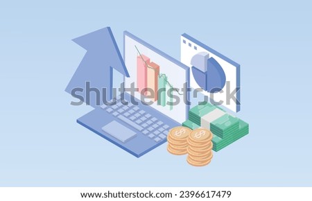 3d minimal Business and Chart Concept.on pastel background
