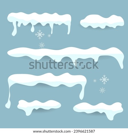 Set of Snows cap vector collection set in winter seasons isolated on white background , Vector illustration