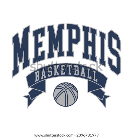 Memphis basketball design vector. Editable college t-shirt design printable text effect vector.	
