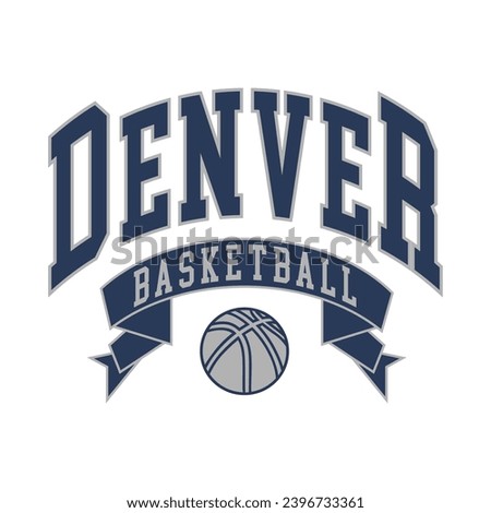 Denver basketball design vector. Editable college t-shirt design printable text effect vector.	
