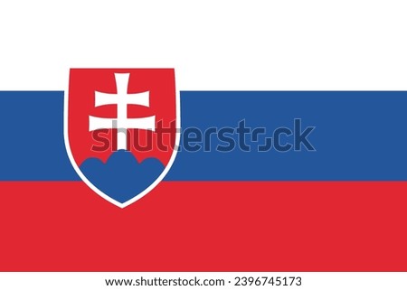 Slovakia flag. Standard size. The official ratio. A rectangular flag. Standard color. Flag icon. Digital illustration. Computer illustration. Vector illustration.