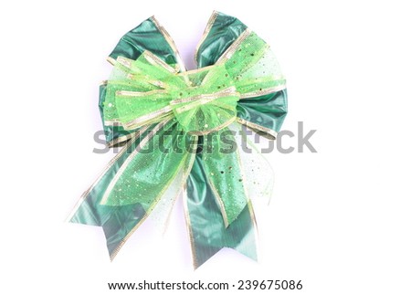 Green Ribbon Bow isolated on White Background