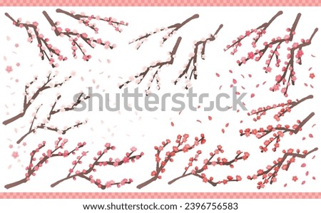 Clip art set of plum blossoms