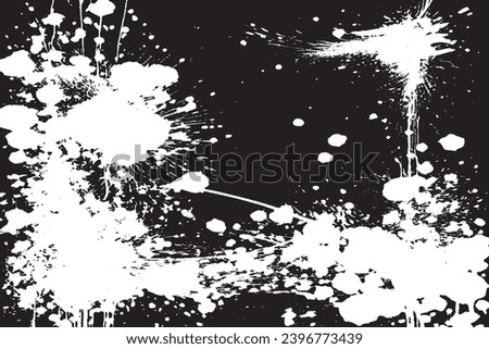 white paint grungy texture on black background, vector image of white paint splash texture
