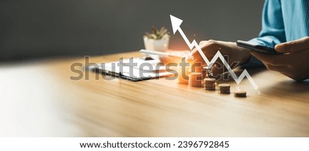 interest rates and dividends, investment returns, income, retirement Compensation fund, investment, dividend tax, Fixed Deposit, Savings Account, Stocks, Mutual Funds, economy, Bank monetary policy Royalty-Free Stock Photo #2396792845