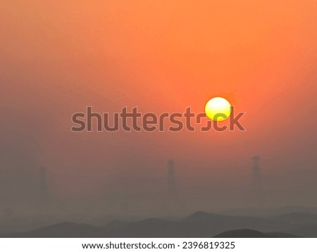 Beautiful sunrise over Al Qudra desert sand dunes in Dubai emirate, United Arab Emirates, Middle East.