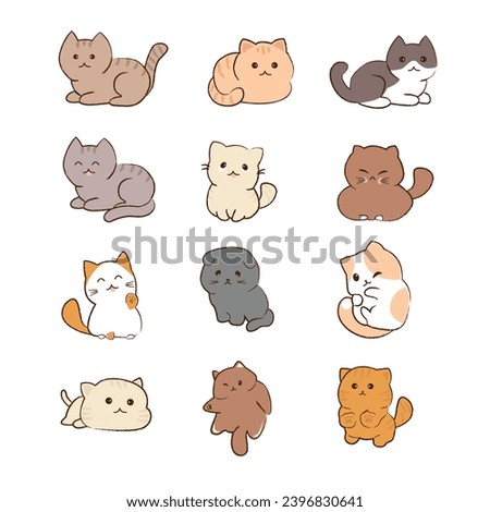 Cute Little Cat Illustration Design Set