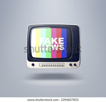 Old vintage TV broadcasting fake news and false information Royalty-Free Stock Photo #2396837855