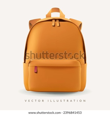 A yellow backpack front view. Schoolbag mockup, isolated on white, vector illustration Royalty-Free Stock Photo #2396841453
