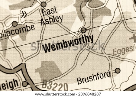 Wembworthy, Devon, England, United Kingdom atlas local map town and district plan name in sepia