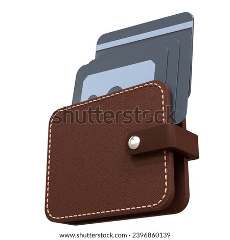 3d rendering illustration of wallet icon .Money finance bank payment card . Financial investment wealth concept. Online payment clip art. 3D wallet design template for graphics, mockup.